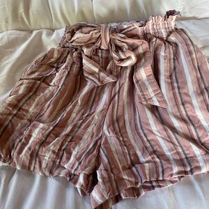 Hollister ultra high-rise pink/gray striped shorts